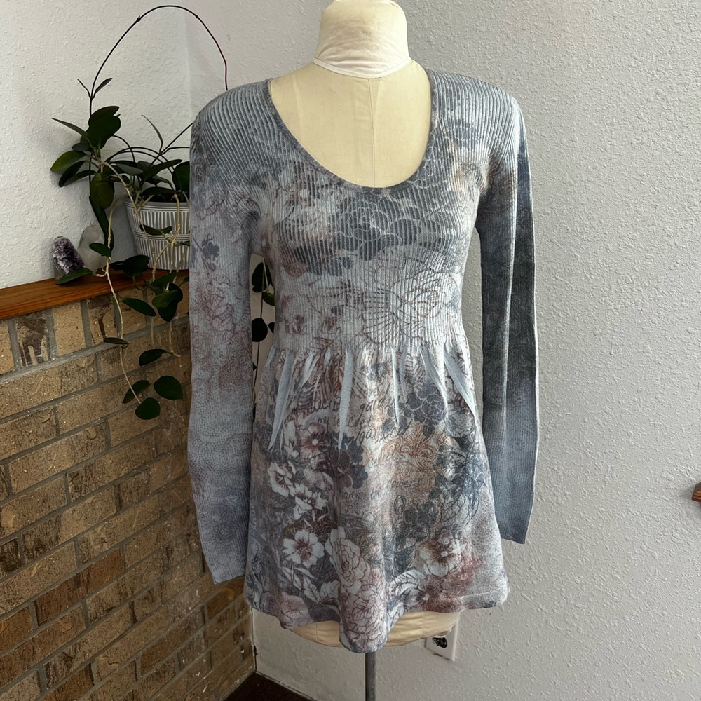 Y2K Knit Long-sleeve Babydoll Top